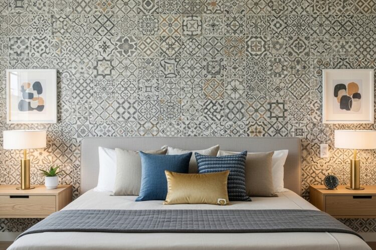 Design mural tête de lit en carrelage