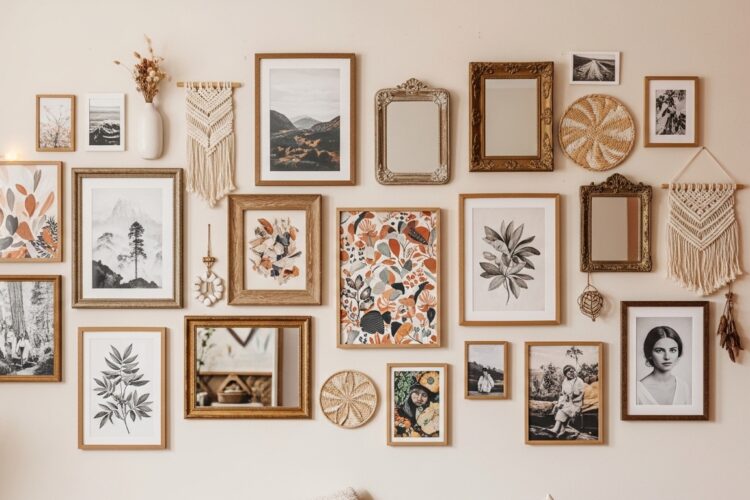 Comment créer un mur de cadres harmonieux pour un style bohème ?